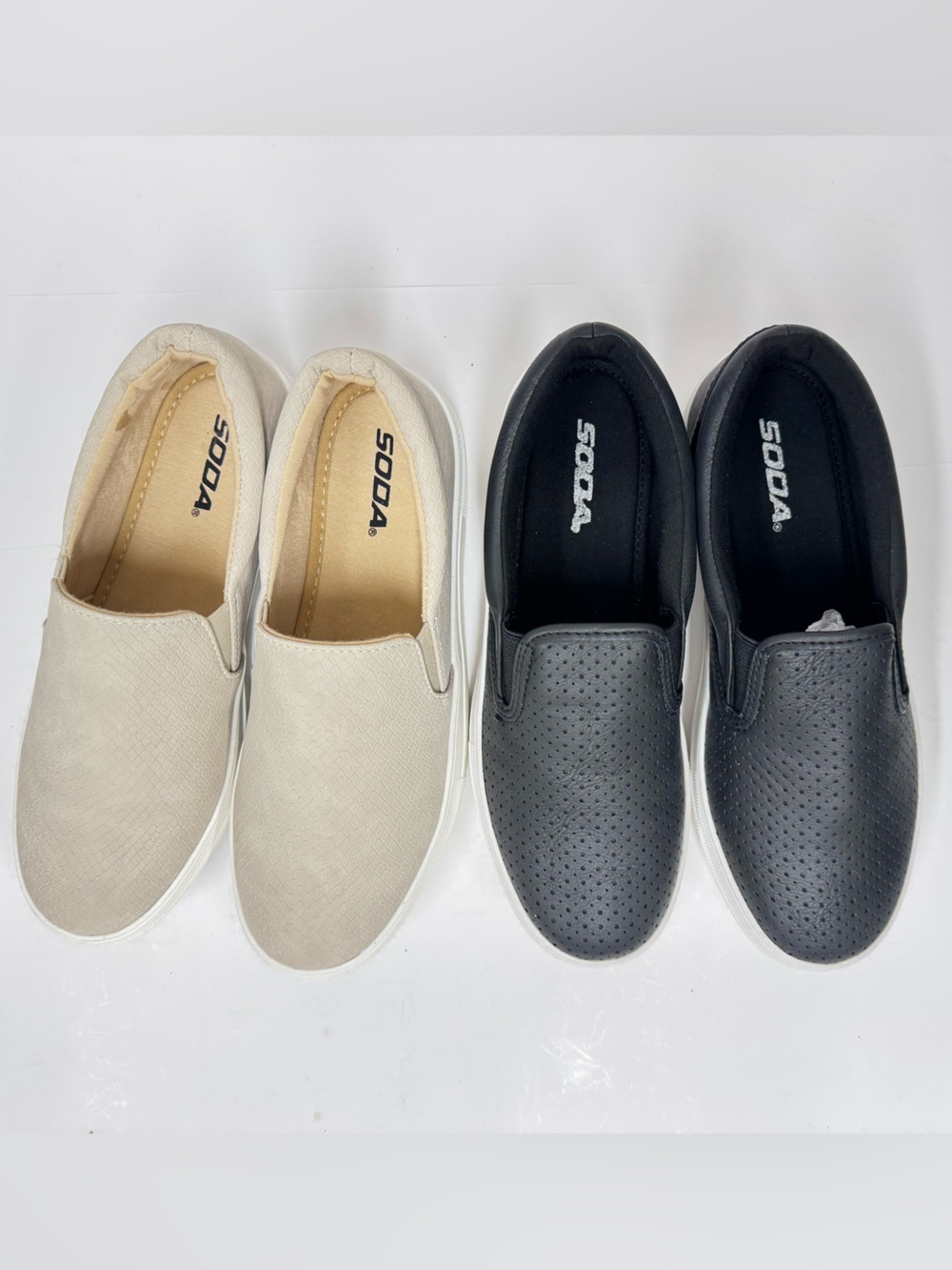 [2 Pairs] Soda Platform Slip-on Hike LT-Stone Cobra + Croft BLK PU (pre-owned)